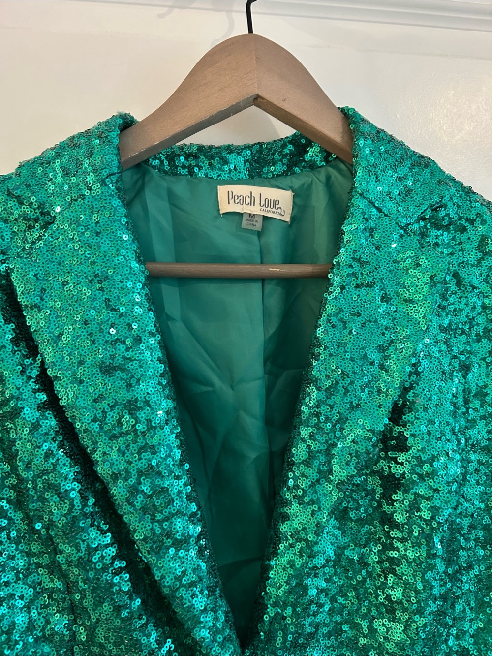 Peach Love Emerald Sequin Blazer Size M - Picture 2 of 13